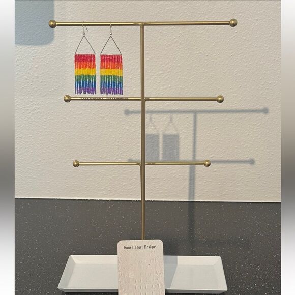 Handmade Love Is Love - LGBTQ+ Pride Beaded Rainbow Fringe Earrings - Picture 6 of 6